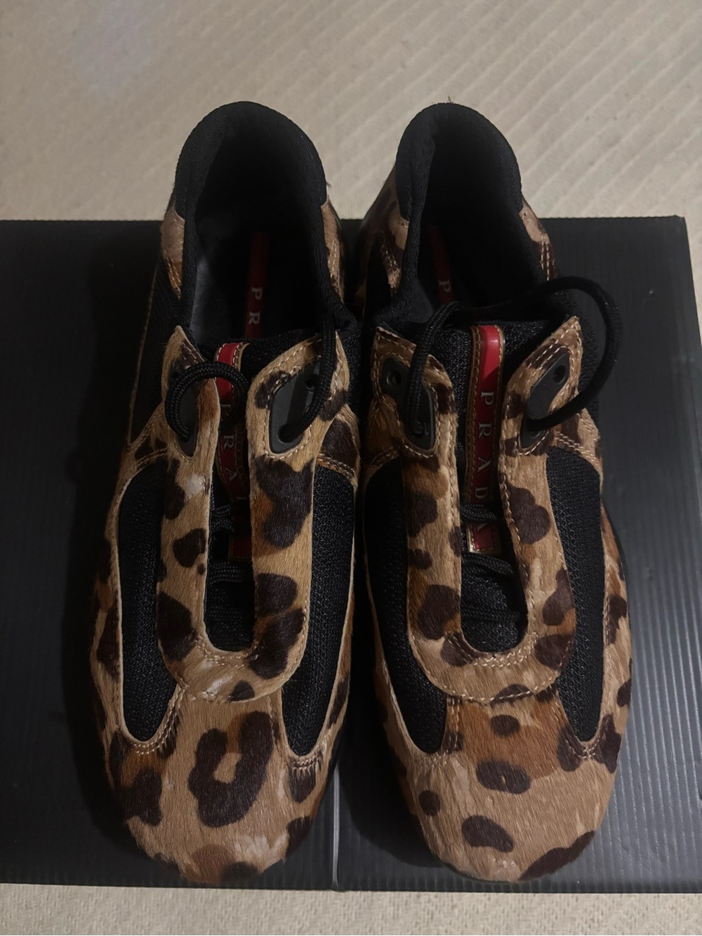 RARE Vintage 2008 Prada Leopard American Cup Pony Hair Sneakers - Picture 5 of 7
